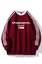 2026中性风三杠条纹圆领字母印花休闲大码M-5XL卫衣男WY77765P48，男装卫衣，星座227-7