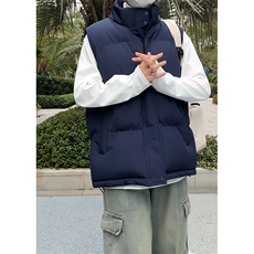 现货5W件冬季三防硬挺boxy短款立领棉衣马夹外套加厚马甲保暖棉服，男装棉衣，电商A443
