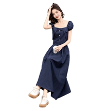 薄款牛仔套装女2025夏季新款休闲气质显瘦假两件上衣半身裙两件套，女装套装/套裙，江南女神