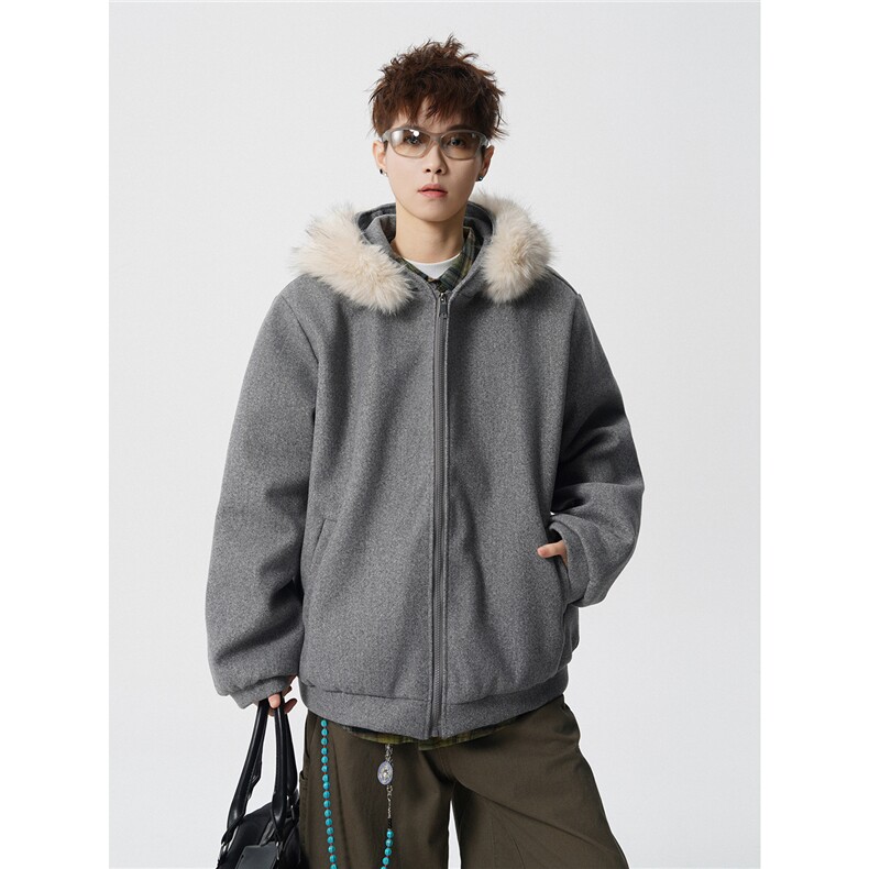 现货-冬装呢料夹棉大毛领加厚保暖棉衣外套218-7-N137-P115-控168,男装棉衣,星座218-7
