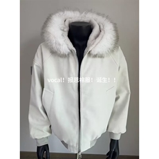 荔枝皮座山雕pu皮大毛领棉服男冬季可拆卸外套连帽保暖棉衣日系，男装皮衣，星座506A