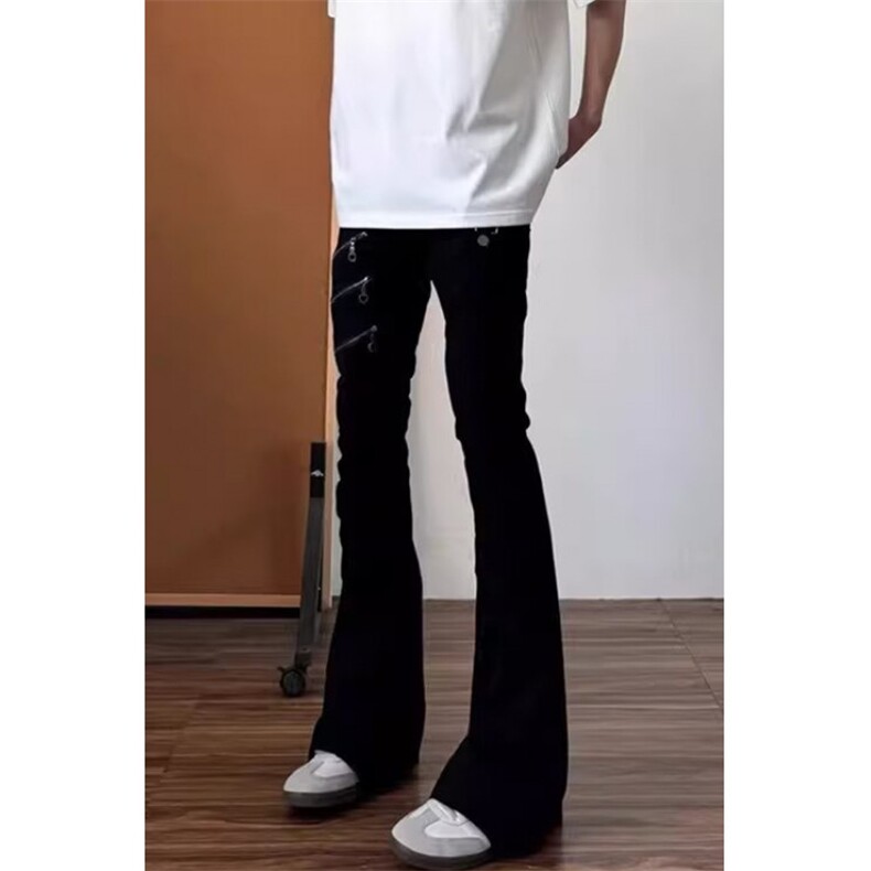 男裤美式直筒微喇牛仔裤男士高个子黑色修身超长裤子N8432,男装牛仔裤,星座1116A（原606A-3）