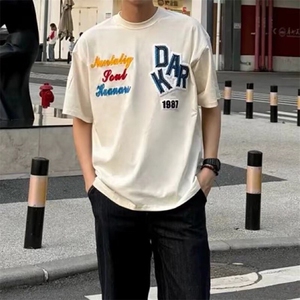 万针全刺绣工艺抖音得物高品质260克重磅纯棉双纱美式高街短袖T恤图片