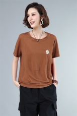 时尚小雏菊刺绣宽松短袖T恤女夏季新款韩版百搭显瘦上衣，女装T恤，依恋蒂丝