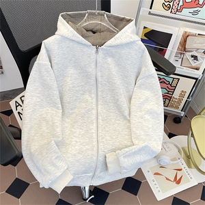 复古千鸟格双面穿格子拉链开衫卫衣cleanfit外套图片