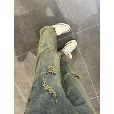 美式复古黄泥色破洞牛仔裤男款夏季水洗cleanfit裤子NZ018WW-P48，男装牛仔裤，星座1007（原301D）