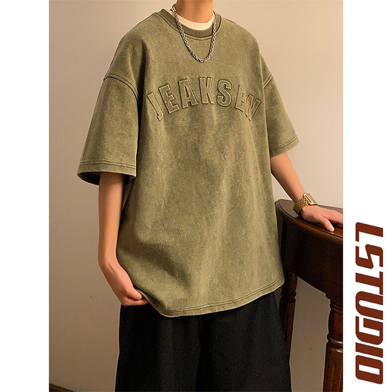 2023新款潮牌麂皮绒男生上衣服原图T恤-JK23212-P55控68,男装T恤,星座605(原A050)
