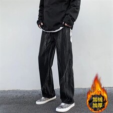 水洗牛仔裤男女韩版宽松ins街头扎染阔腿直筒长裤759-P40加绒52，男装牛仔裤，星座1008-1