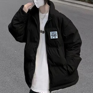 1506-1/M6661魔术贴二创/P69冬季男士黑色立领棉服 情侣面包外套图片