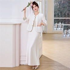 新中式G风套装女2026春新款优雅时尚复古盘扣刺绣文艺范两件套裙，女装套装/套裙，时尚俏佳人