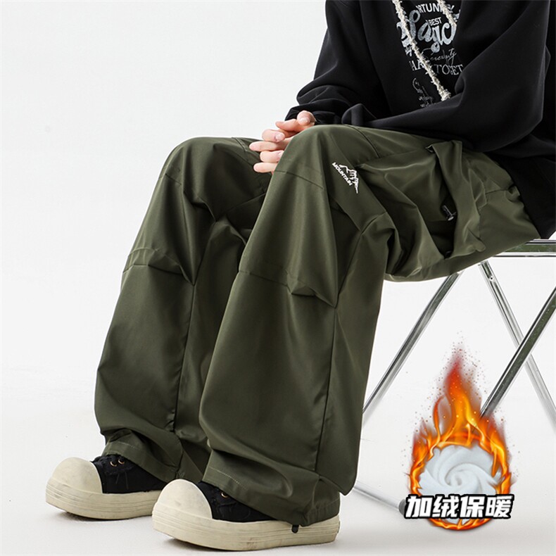 8XL-M美式机能加绒加厚冲锋裤男冬季宽松大码刺绣工装裤KZ020P50,男装工装外套,电商B312