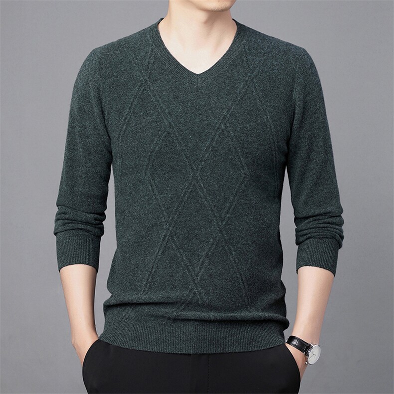CM61083钱塘2020-2中青年男士纯色百搭V领简约冬季羊毛衫P142,男装针织衫/毛衣,钱塘207-2