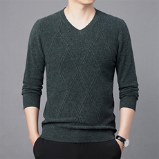 CM61083钱塘2020-2中青年男士纯色百搭V领简约冬季羊毛衫P142，男装针织衫/毛衣，钱塘207-2