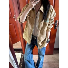 美式复古巴恩风休闲夹克男女款宽松设计感刺绣工装外套LW299-P68，男装夹克，星座1008