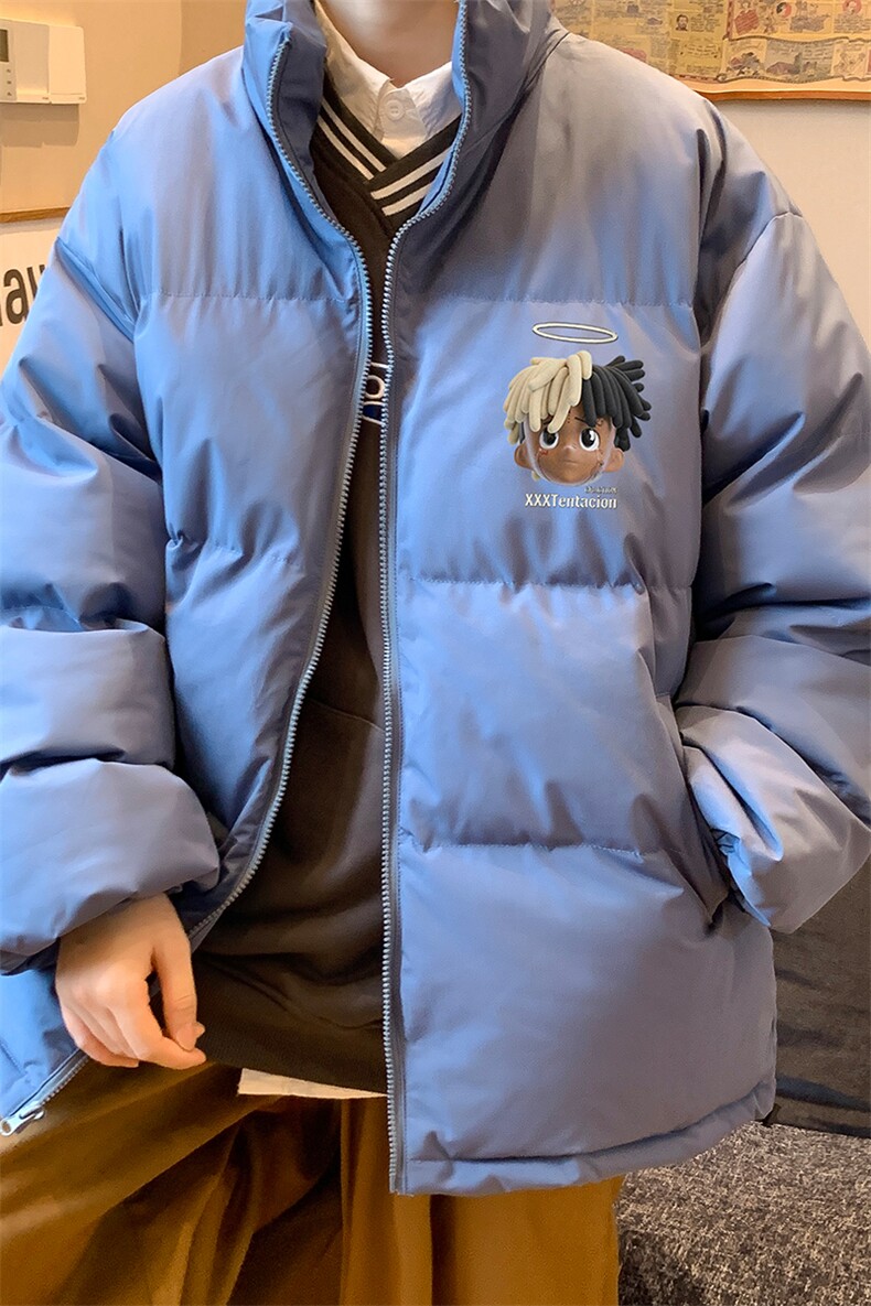 港风秋冬新款保暖立领卡通头像棉服外套男MY62040P95控118,男装棉衣,电商A268A