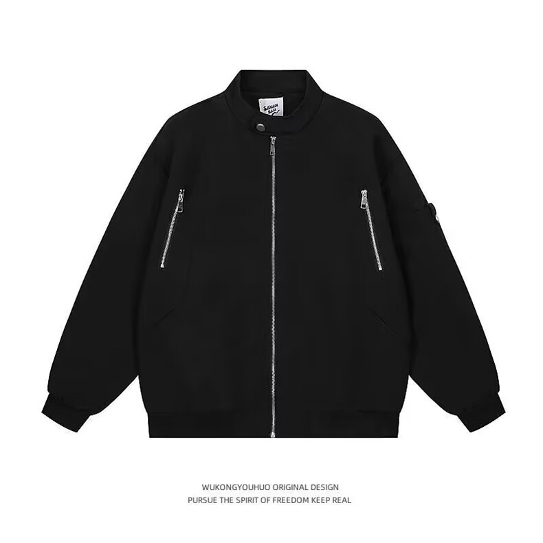 抖音品质美式高街立领夹克拉链设计感棒球服外套914-4-478,男装夹克,星座914-4