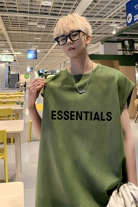 （抖音不可售）重磅麂皮绒无袖坎肩背心 ess英文印花JB406-特P19图片