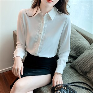 上衣春季新款OL长袖衬衫设计感小众衬衣图片