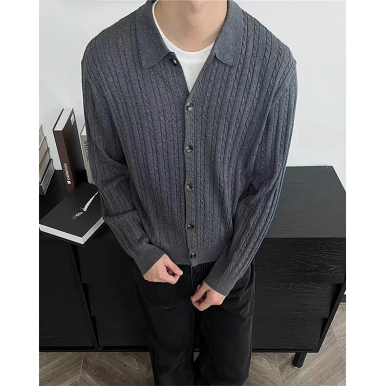 针织外套男开衫日系复古春秋季翻领休闲毛衣男士外搭M5118，男装针织衫/毛衣，星座1116A（原606A-3）