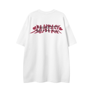 白底卡通趣味印花纯棉时尚潮流短袖T恤T6078P25控38图片