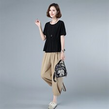 2021年夏季新款T恤女短袖+哈伦裤子套装女休闲两件套装裤子洋气，女装套装/套裙，简韵佳