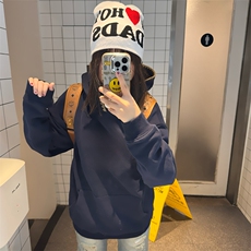 抖音得物高品质二开25秋冬美式重磅宽松纯色连帽贝壳刺绣卫衣W63，男装卫衣，电商A486-1