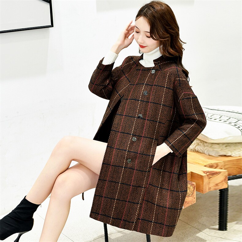 2021春秋季潮流时尚网格长袖棉衣/棉服,女装毛呢外套,香水丽阁