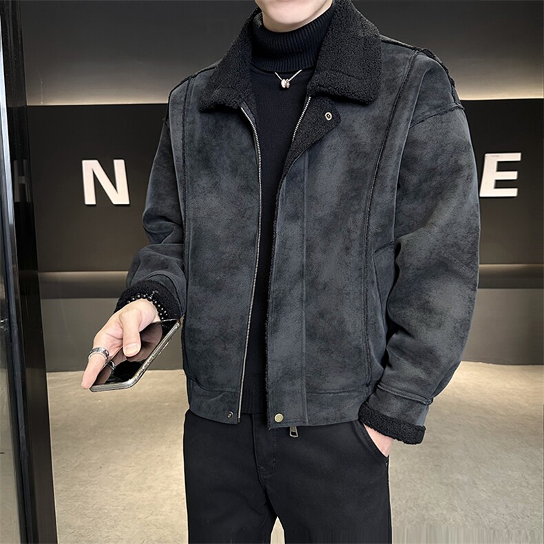 M-2XL822-P195288皮毛一体加厚保暖皮衣男宽松版型,男装皮衣,电商B321-1
