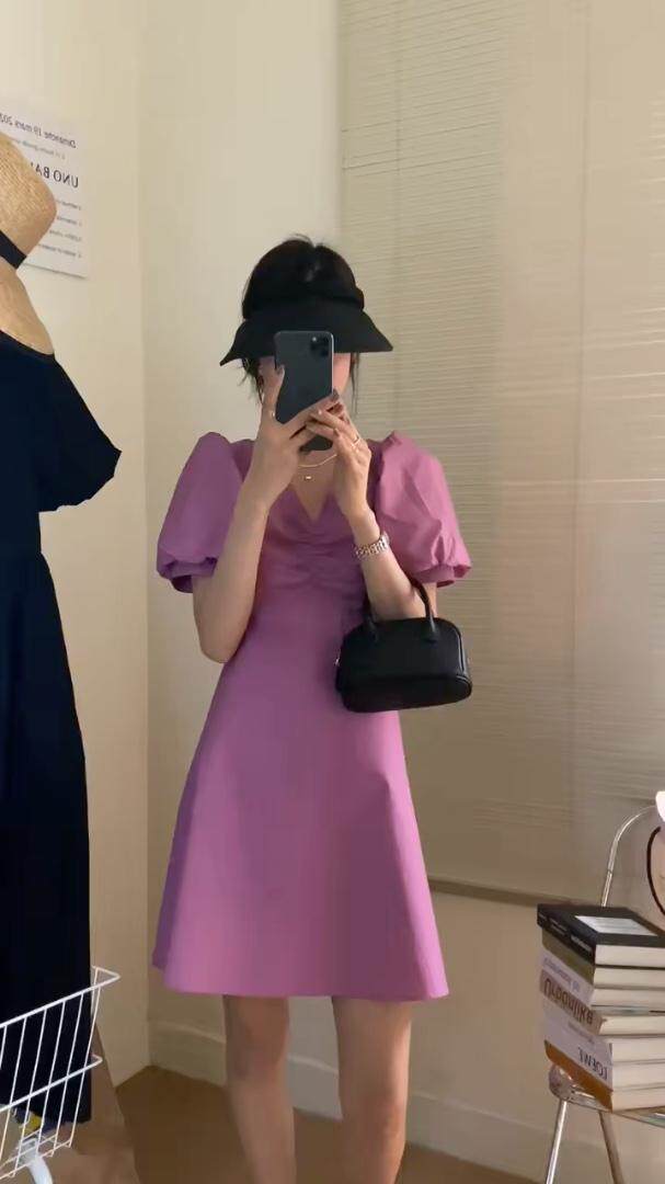 欧货同款收腰设计连衣裙，超显瘦，女装连衣裙，玩美