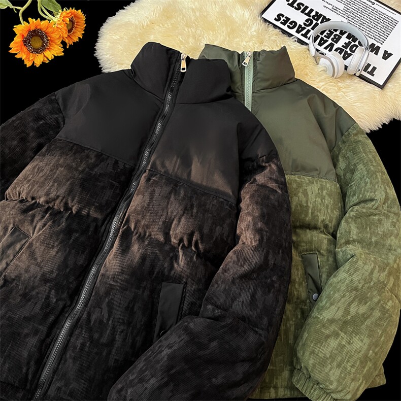 【量大有差】光板灯芯绒拼接冲锋棉衣棉服棉袄立领面包服G1615P75,男装棉衣,星座207