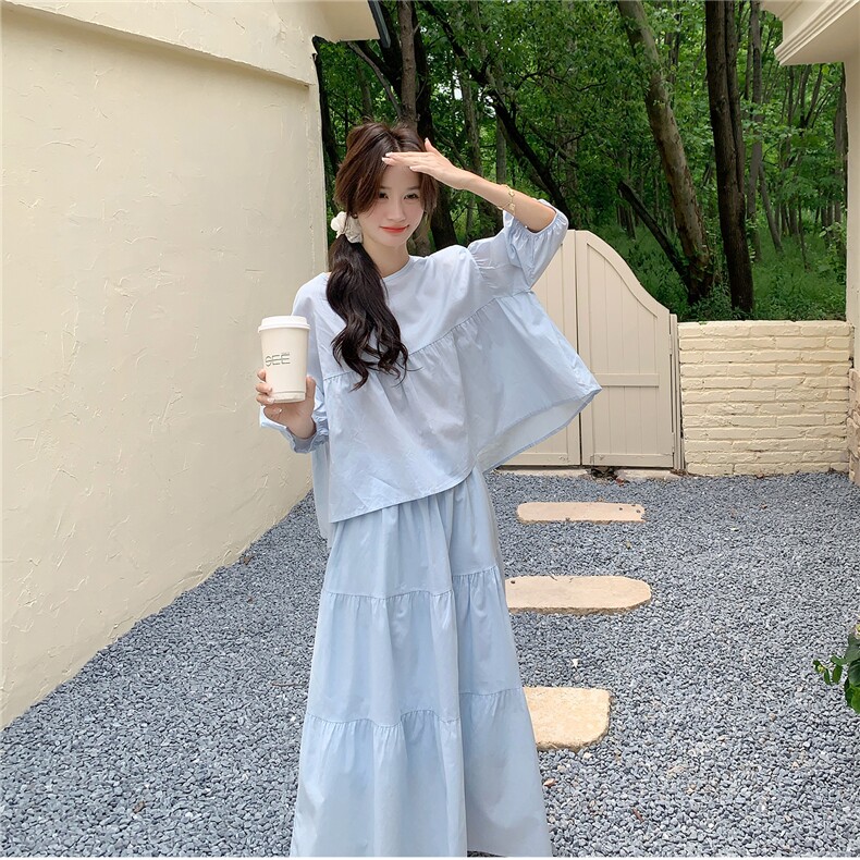 全棉中袖上衣+半身裙两件套R2C086-2569-1P130K198,女装套装/套裙,浙宝A馆126