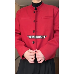 【有货】DXZ34-P65垫肩立领短款西装外套男新款宽松修身休闲西服图片