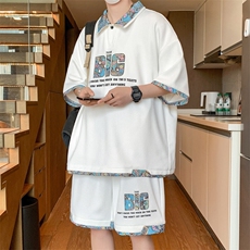 华夫格休闲运动夏季腰花冰凉感短袖t恤帅气套装A436-T07-P60，男装T恤，电商A436
