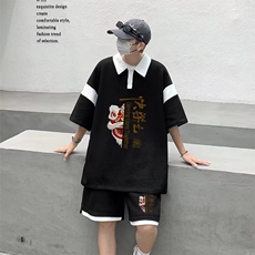男生酷帅穿搭套装高街polo衫短袖男青少年帅气搭配一整套大码衣服，男装Polo衫，星座613
