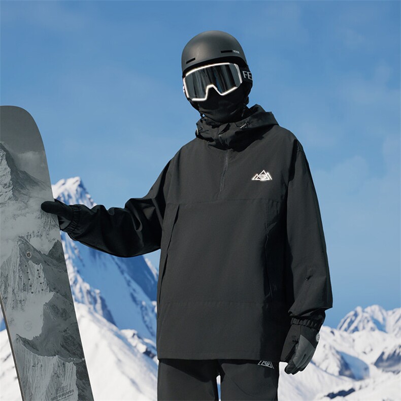 冬新大码户外中性风防水滑雪服男女加绒内里时尚套头外套M79-P120图片