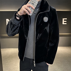 秋男士商务休闲纯色夹克金貂绒保暖外套中年时尚上衣ZX8929-P230，男装夹克，星座1105-3