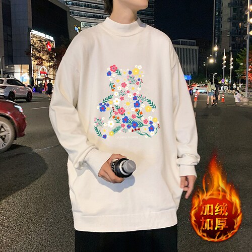M18206-P45加绒款-P65半高领毛衣男士大码针织衫男毛线衣男，男装针织衫/毛衣，电商A040