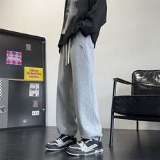 美式纯色华棉宽松直筒阔腿脚口抽绳休闲裤CK67*P45控78，男装休闲裤，星座511-1