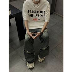 港风字母印花大码短袖T恤男DT77774P18块特价控38：供抖音视频，男装T恤，星座227-7