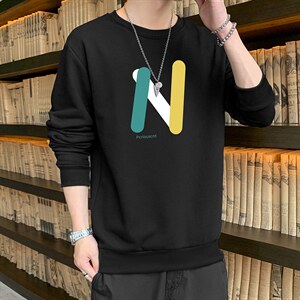 跑量卫衣男22秋季打底上衣潮流韩版宽松T恤时尚百搭长袖W073图片