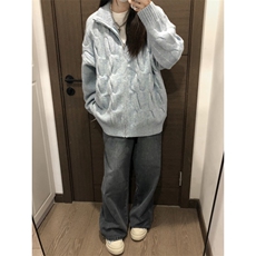 【有货】M6528CC-特P75复古麻花针织开衫男女拉链毛衣立领外套，男装针织衫/毛衣，星座1007（原301D）