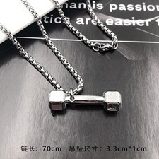 G1842欧美哑铃吊坠个性项链创意男士钛钢吊坠T恤链毛衣链配饰，项链，星座510A-2