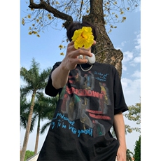 晕染人像印花短袖t恤男款夏季重磅cleanfit正肩圆领情侣半袖上衣，男装T恤，星座1007（原301D）