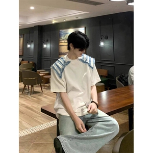 韩系ins高级感穿搭毛边短袖cleanfit设计感五分袖T恤夏季LG84-P41图片