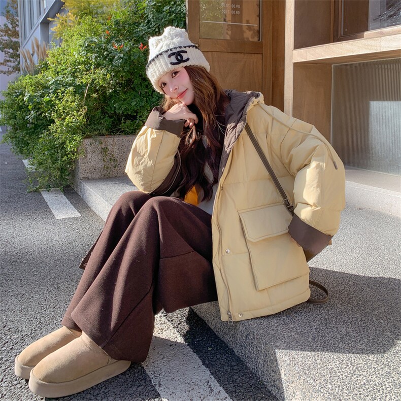 【】新款连帽撞色羽绒服5586-P285-K428,女装羽绒服,2C305