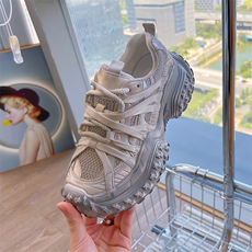发泡底老爹鞋女2024秋季新款复古脏脏鞋厚底增高运动鞋百搭休闲鞋，女鞋休闲鞋，电商A223