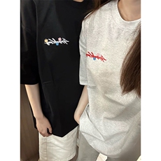万针全刺绣工艺抖音得物高品质260克重磅纯棉双纱美式高街短袖T恤，男装T恤，电商A486-1