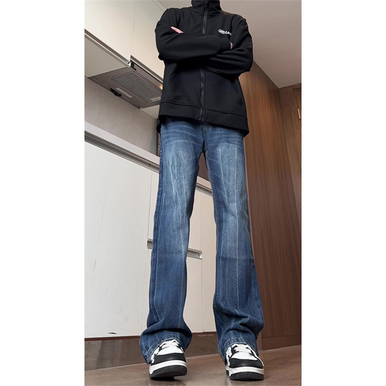 大货~美式高街vibe水洗闪电纹弯刀牛仔裤男微喇显瘦裤子K886-P48,男装牛仔裤,星座1004-3