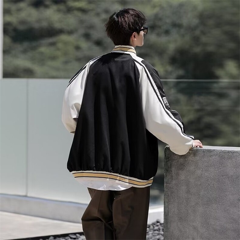 美式嘻哈拼色刺绣棒球服外套男潮牌街头宽松情侣休闲夹克Z629P60,男装夹克,星座1116-2
