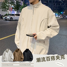 现货美式蝙蝠袖立领夹克外套男2026新款短款外套JK02636-P75，男装夹克，星座308B-2